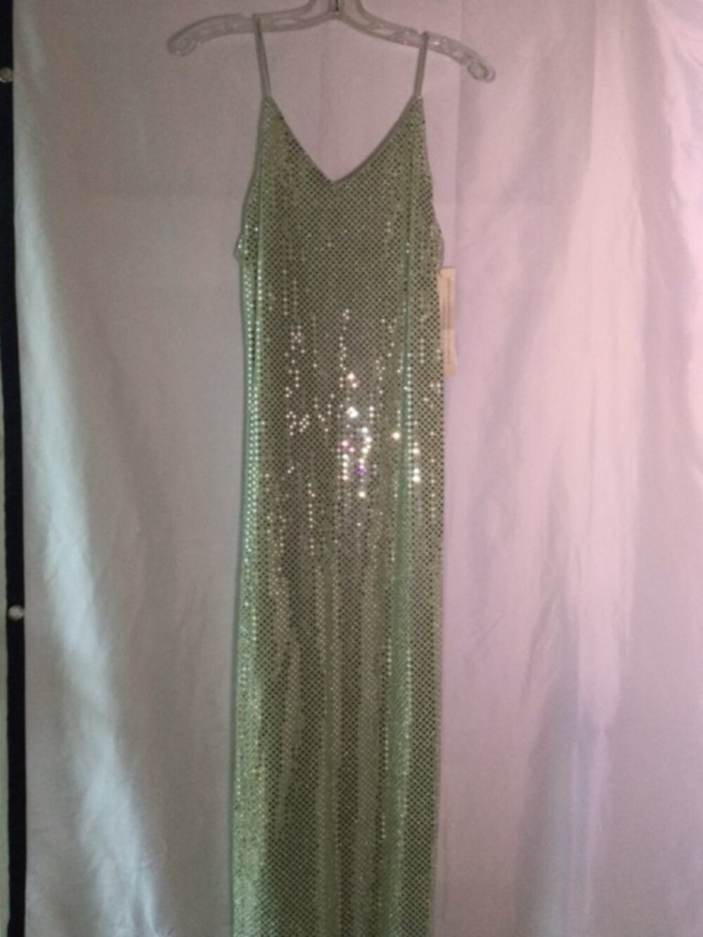 Rhapsody Ltd NWT Sage Green Sequin Evening Gown Maxi Dress Formal Prom Size 10